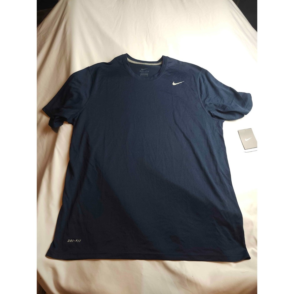 Nike Dri-FIT Athletic T-Shirt Mens XL Navy Blue Short Sleeve Performance Gym Tee - Picture 2 of 7